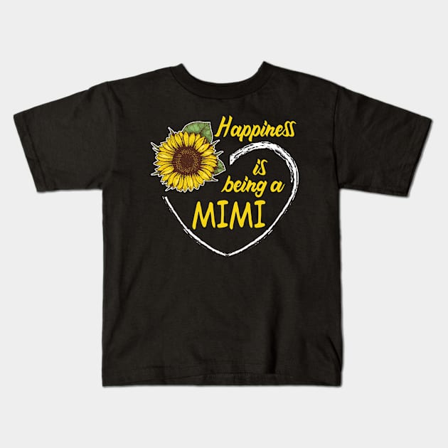 Happiness Is Being A Mimi Sunflower Heart Kids T-Shirt by mazurprop